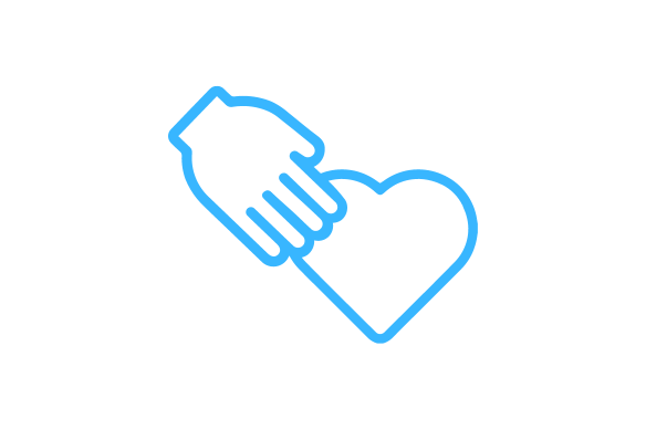 Hand touching heart icon