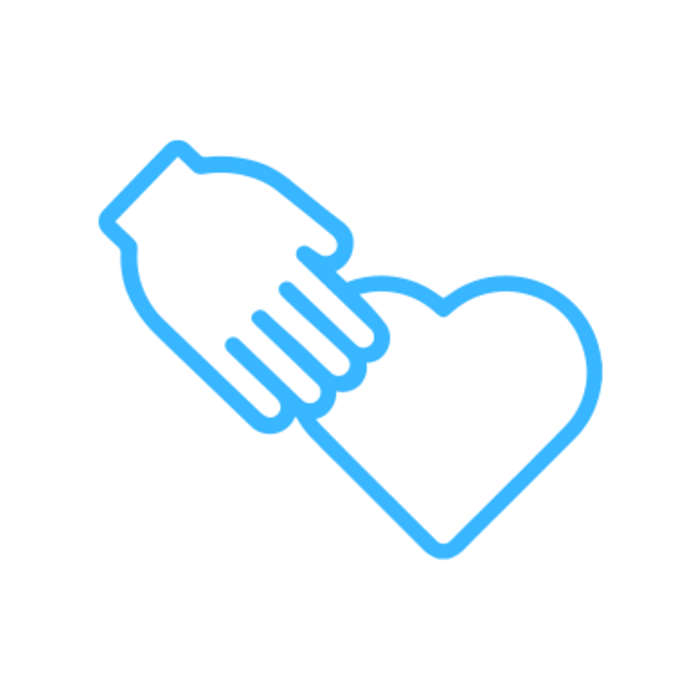 Hand touching heart icon